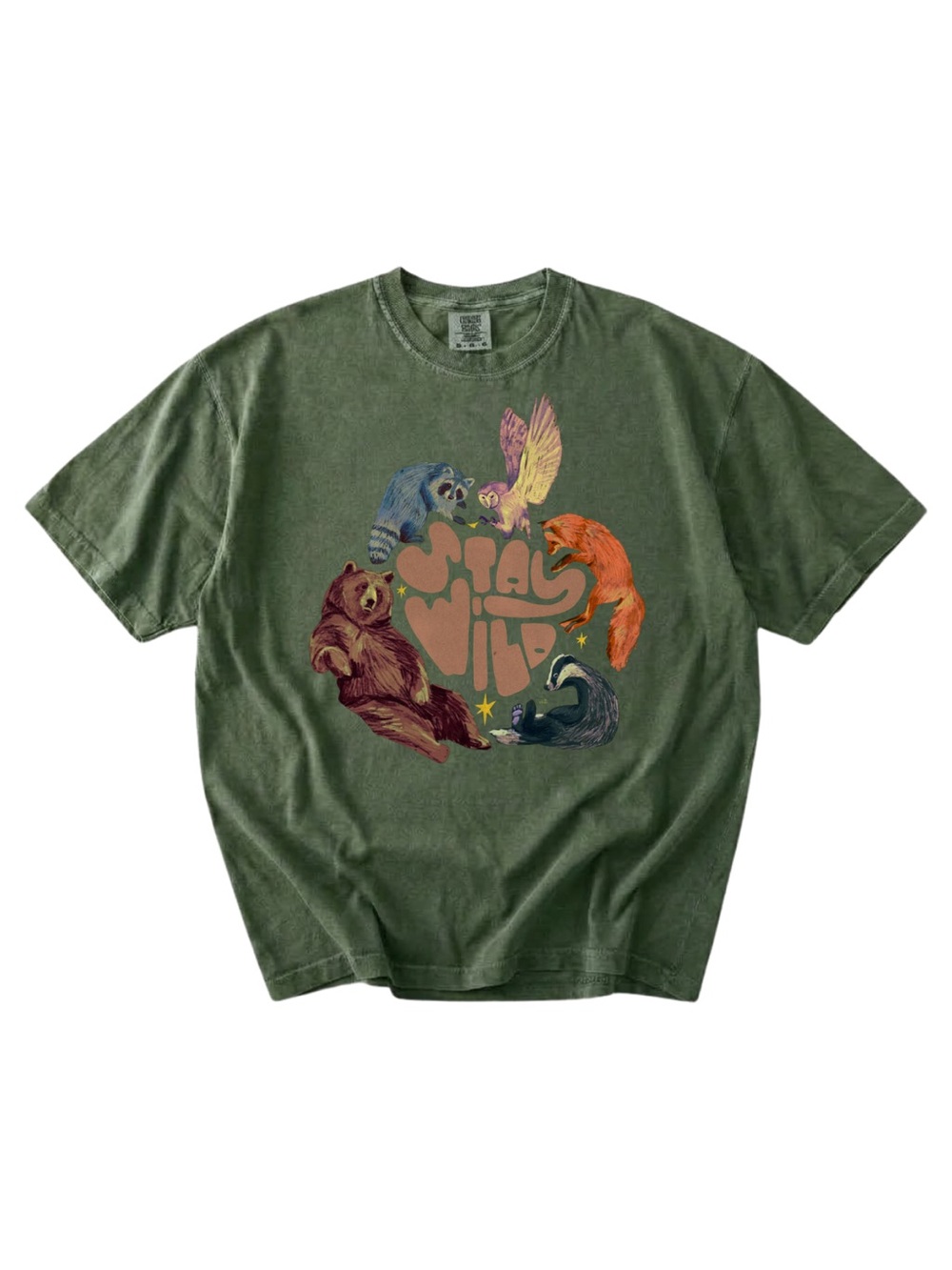 Comfort colors Olive Green Wildlife Graphic Tee